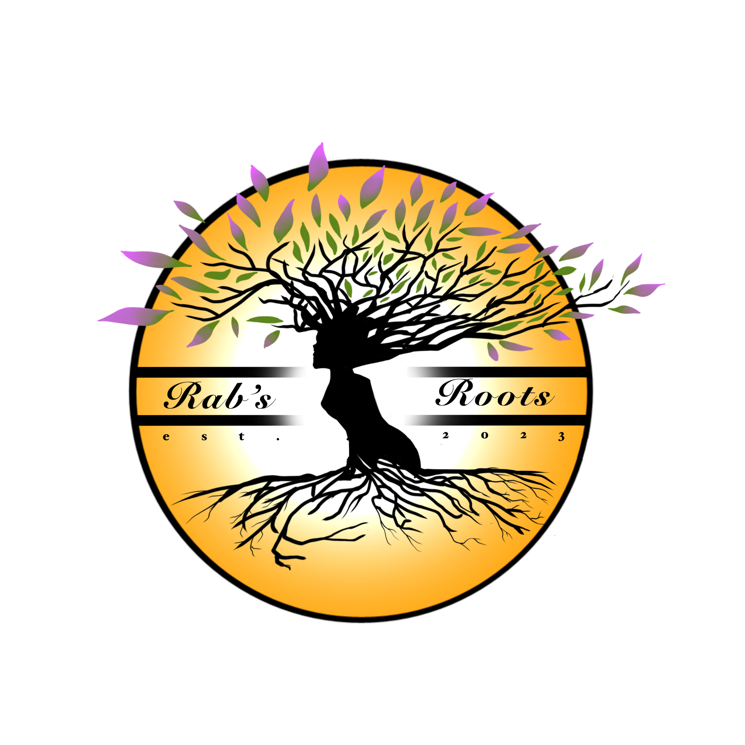 Rab's roots logo of a woman/tree of life